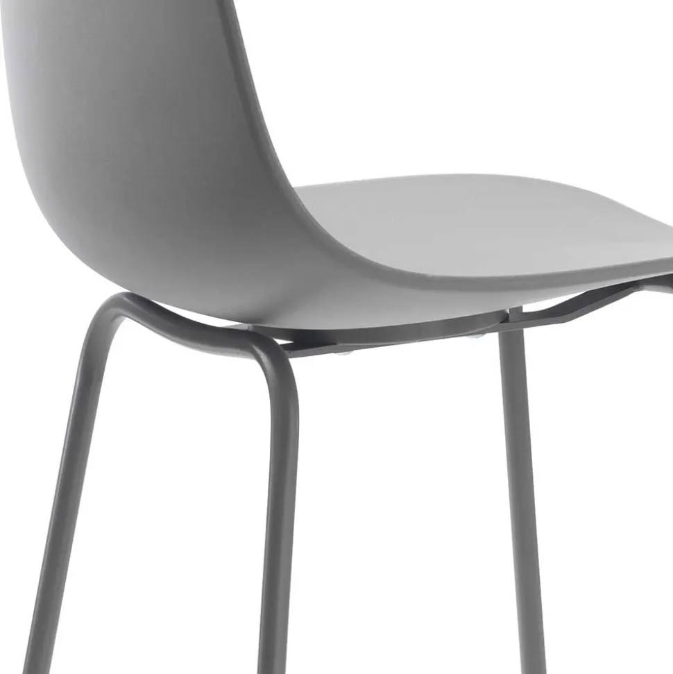 Barhocker mit Lehne in Grau - Marcala (2er Set)