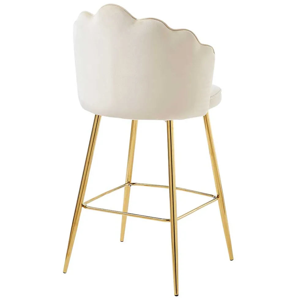 Barhocker mit Muschel-Lehne in Beige - Grovossa (2er Set)