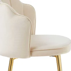 Barhocker mit Muschel-Lehne in Beige - Grovossa (2er Set)