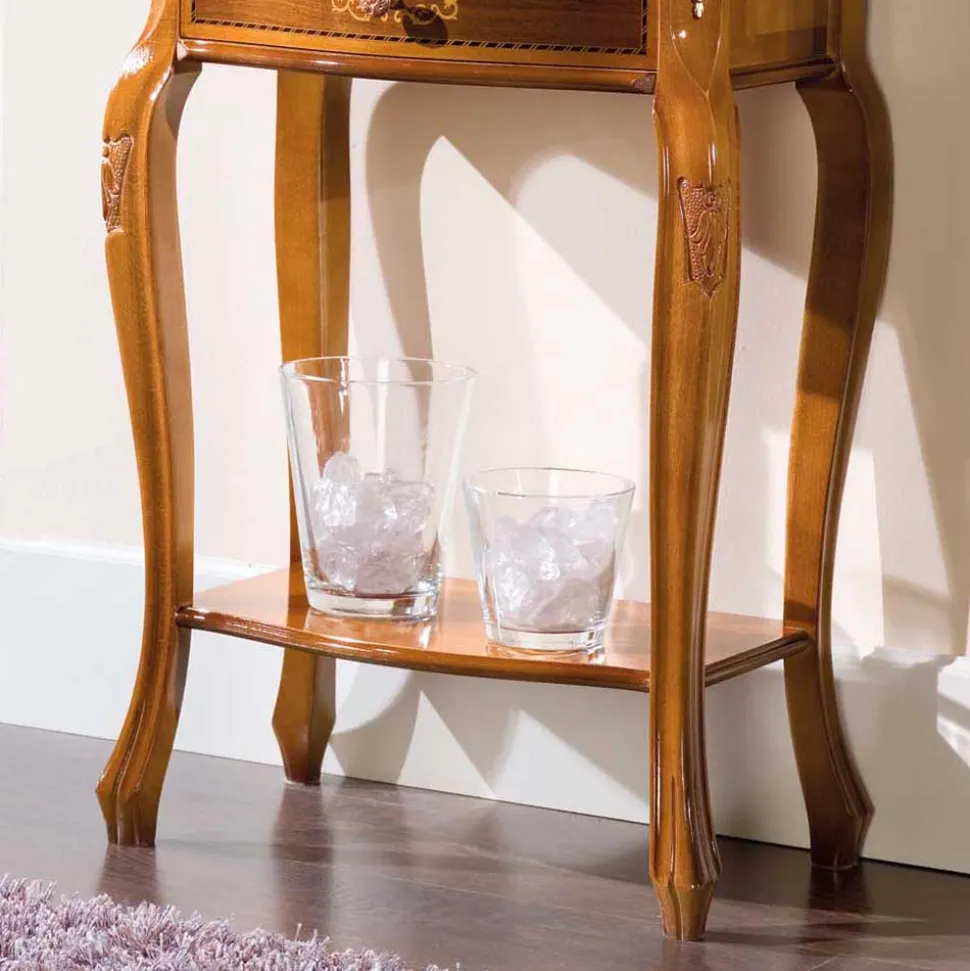 Barock Beistelltisch mit 2 Schubladen Natale in Nussbaumfarben