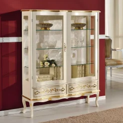 Barock Design Vitrine in Weiß & Gold - Iviada