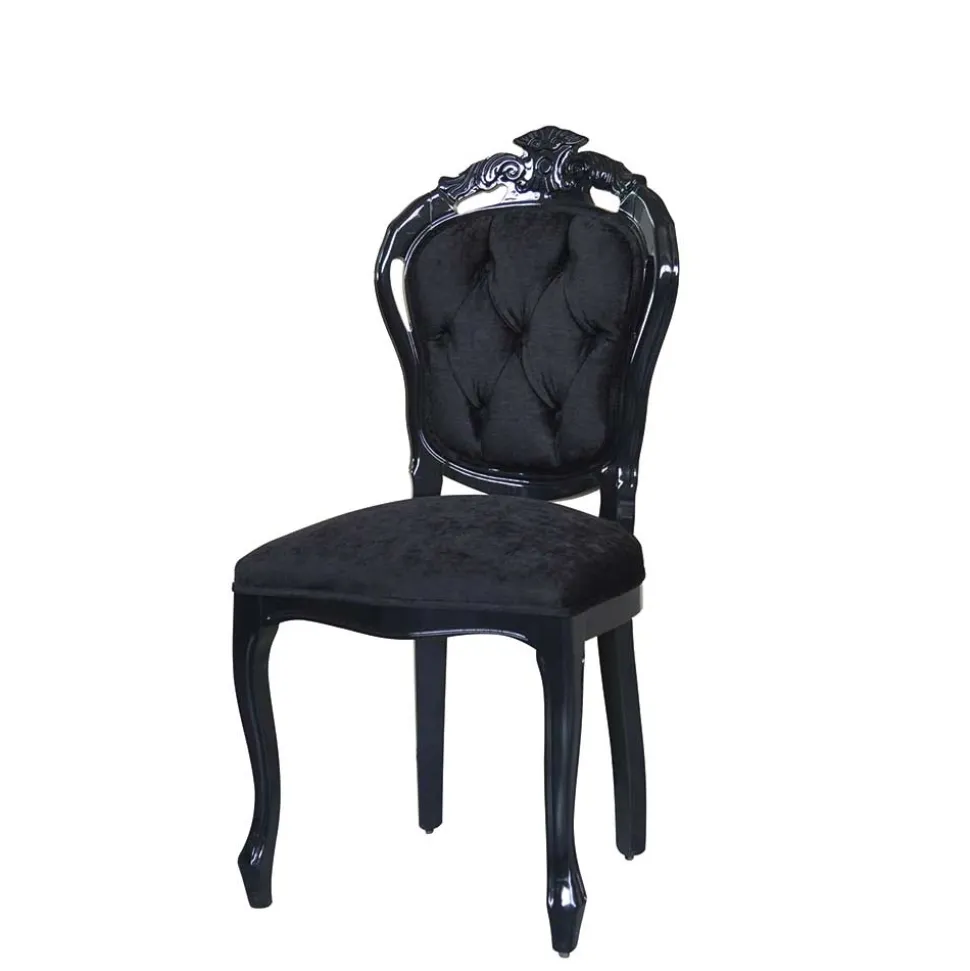 Barock Designstuhl in Schwarz - Crystono