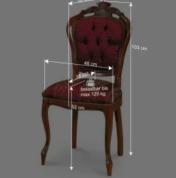 Barock Essgruppe mit Tisch rund Magari & 4 Polsterstühlen Rot (fünfteilig)