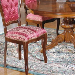 Barock Essgruppe mit Tisch rund Magari & 4 Polsterstühlen Rot (fünfteilig)