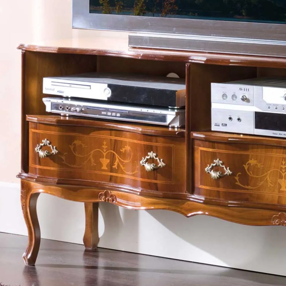 Barock Fernseh Tisch mit 2 Schubladen Agosto & 2 Fächern