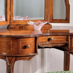 Barock Frisierkommode mit Spiegel Agosto in Nussbaum