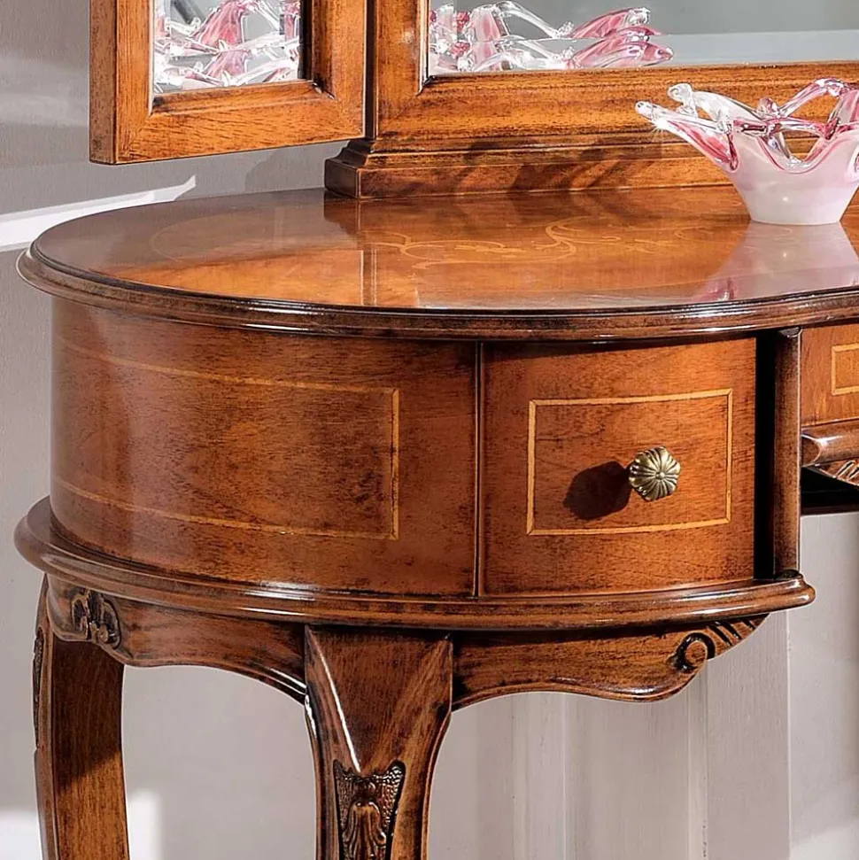 Barock Frisiertisch mit Hocker Agosto in Nussbaum (zweiteilig)