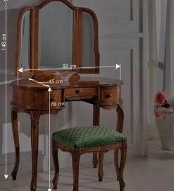 Barock Frisiertisch mit Hocker Agosto in Nussbaum (zweiteilig)