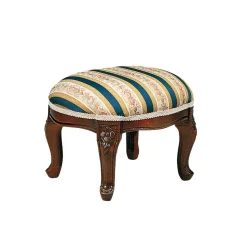 Barock Fußhocker in Blau Beige Magari & Nussbaum