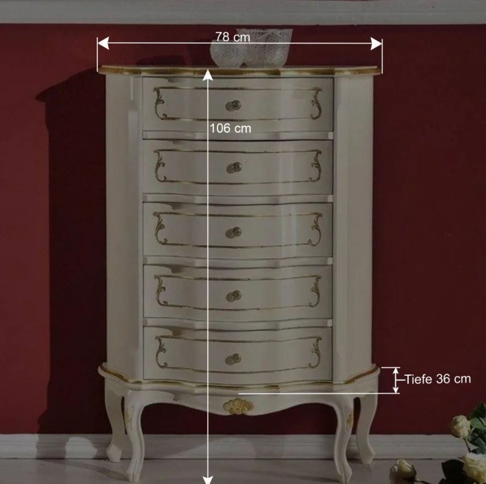 Barock Hochkommode mit fünf Schubladen - Datalera