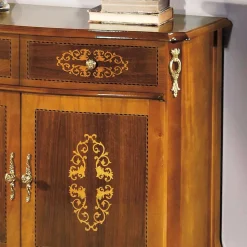 Barock Kommode mit Intarsien Natale in Nussbaumfarben