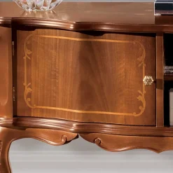 Barock Lowboard für Fernseher Dentro in Nussbaumfarben