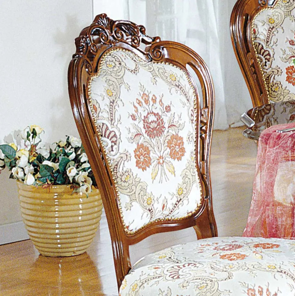 Barock Polsterstuhl mit Blumen Muster Magari mit Massivholz