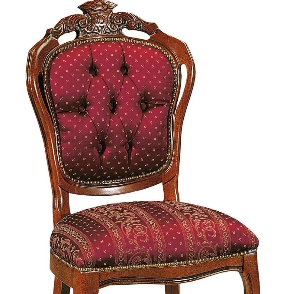 Barock Polsterstuhl mit Massivholz Magari & Stoff Rot Gold