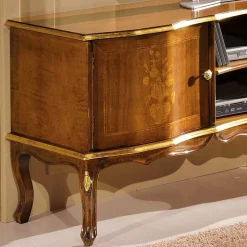 Barock TV Lowboard mit Blattgold Venerdina in Nussbaumfarben