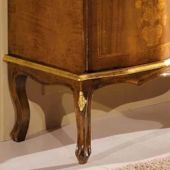 Barock TV Lowboard mit Blattgold Venerdina in Nussbaumfarben