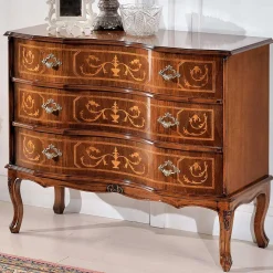 Barocke Kommode mit 3 Schubladen Agosto in Nussbaum