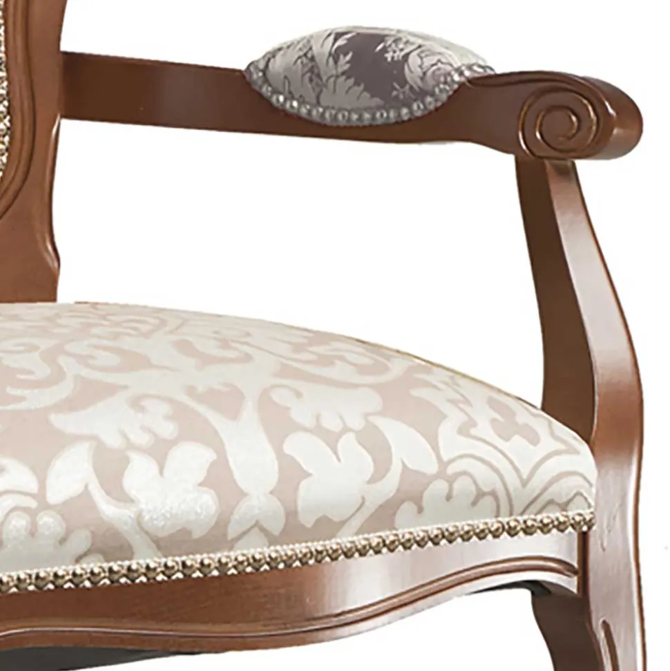 Barocker Armlehnstuhl in Nussbaum Braun - Pablos (2er Set)