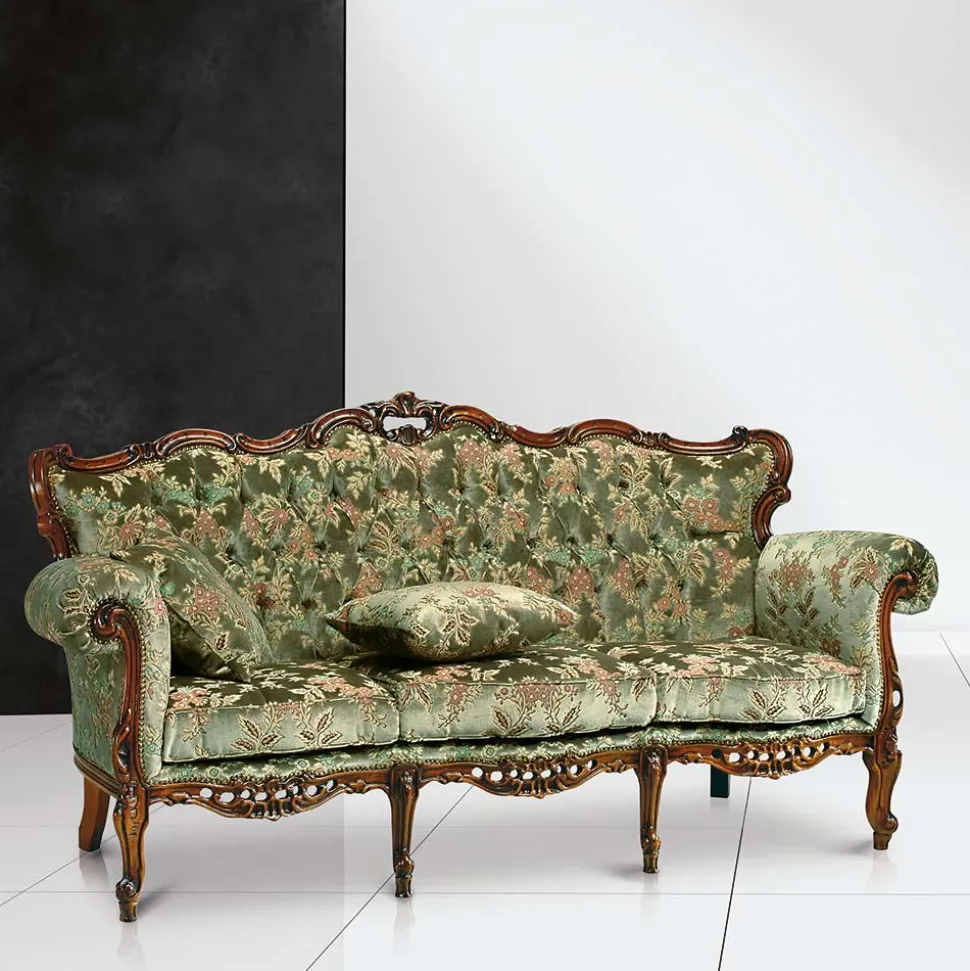 Barock-Stil Sofa in Grün mit Blumen - Graz