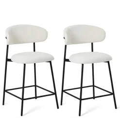 Barstühle in Cremeweiß und Schwarz - Bean (2er Set)