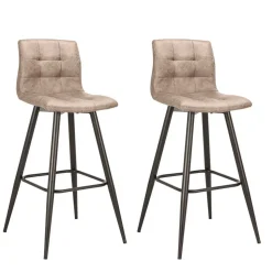 Barstühle in Hellbraun Microfaser - Knox (2er Set)