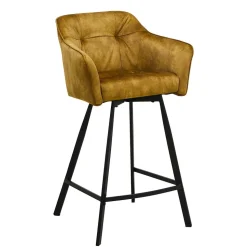 Barstühle mit Armlehnen in Ocker Samt - Betria (2er Set)
