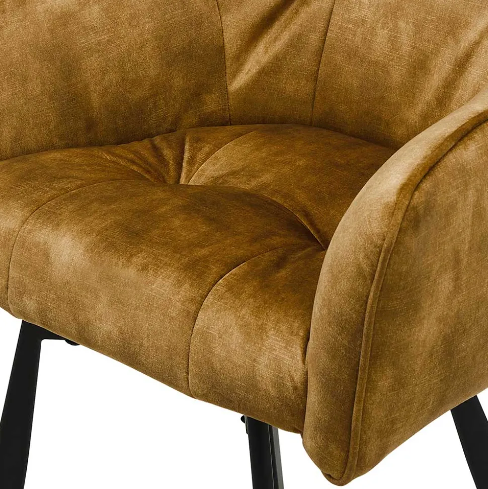 Barstühle mit Armlehnen in Ocker Samt - Betria (2er Set)