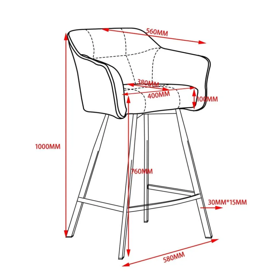 Barstühle mit Armlehnen in Ocker Samt - Betria (2er Set)