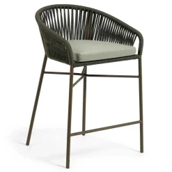 Barstuhl aus Geflecht in Dunkelgrün - Madias (4er Set)