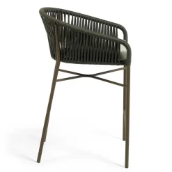 Barstuhl aus Geflecht in Dunkelgrün - Madias (4er Set)