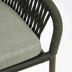 Barstuhl aus Geflecht in Dunkelgrün - Madias (4er Set)