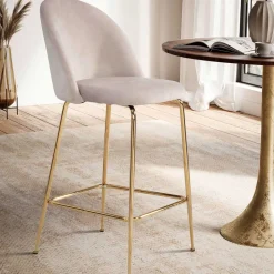 Barstuhl in Beige und Gold - Furcios (2er Set)