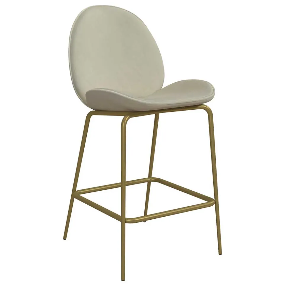 Barstuhl in Creme mit Messing - Rucia