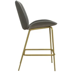 Barstuhl in Hellgrau und Messing - Loreo