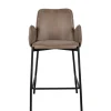 Barstuhl in Taupe Microfaser - Ziris (2er Set)