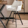 Barstuhl mit Drehgestell in Creme Boucle - Queen (2er Set)