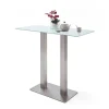 Bartisch mit Glasplatte in Mattweiß Zigaro & Säulengestell