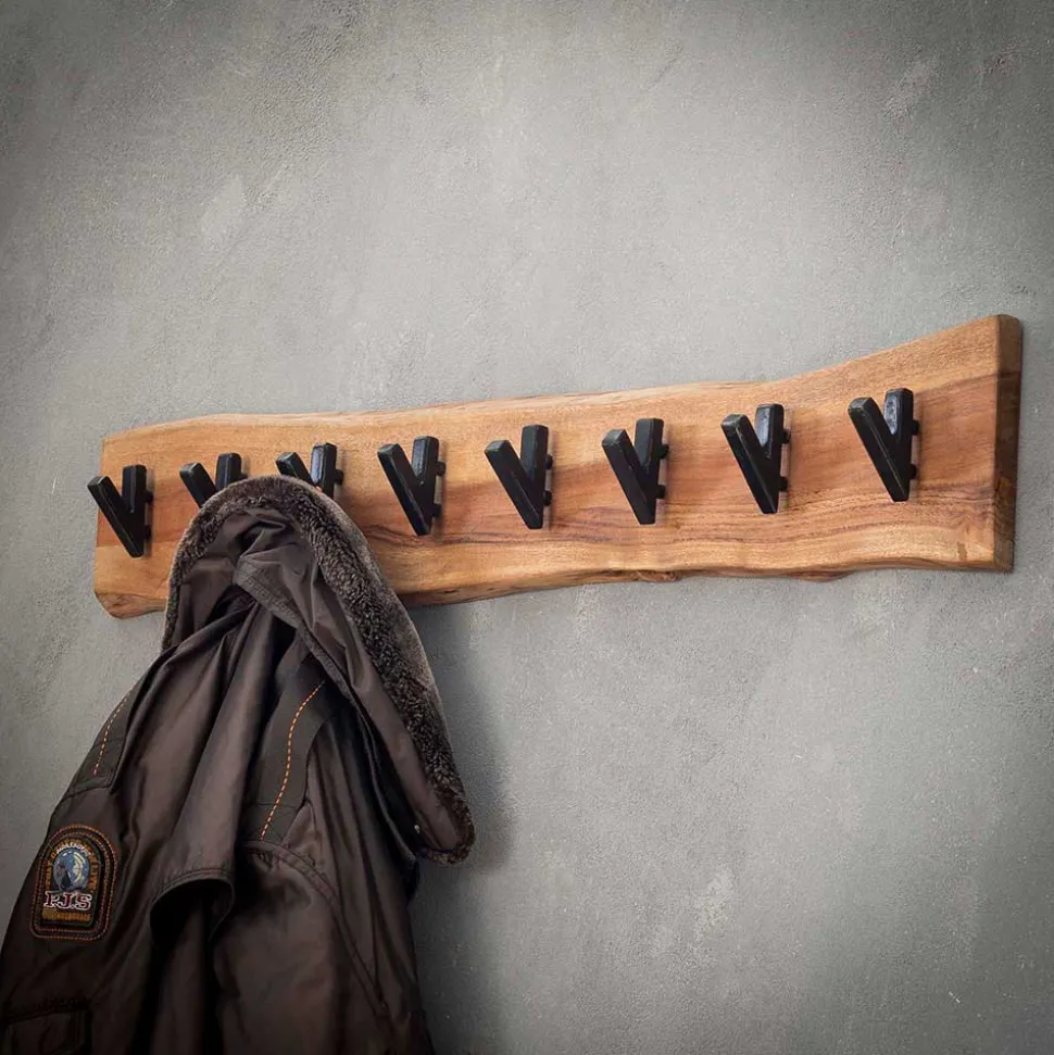 Baumkante Wandgarderobe aus Akazie massiv - Isnios