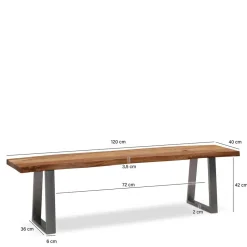 Baumkanten Essbank aus Akazie Massivholz - Yukon