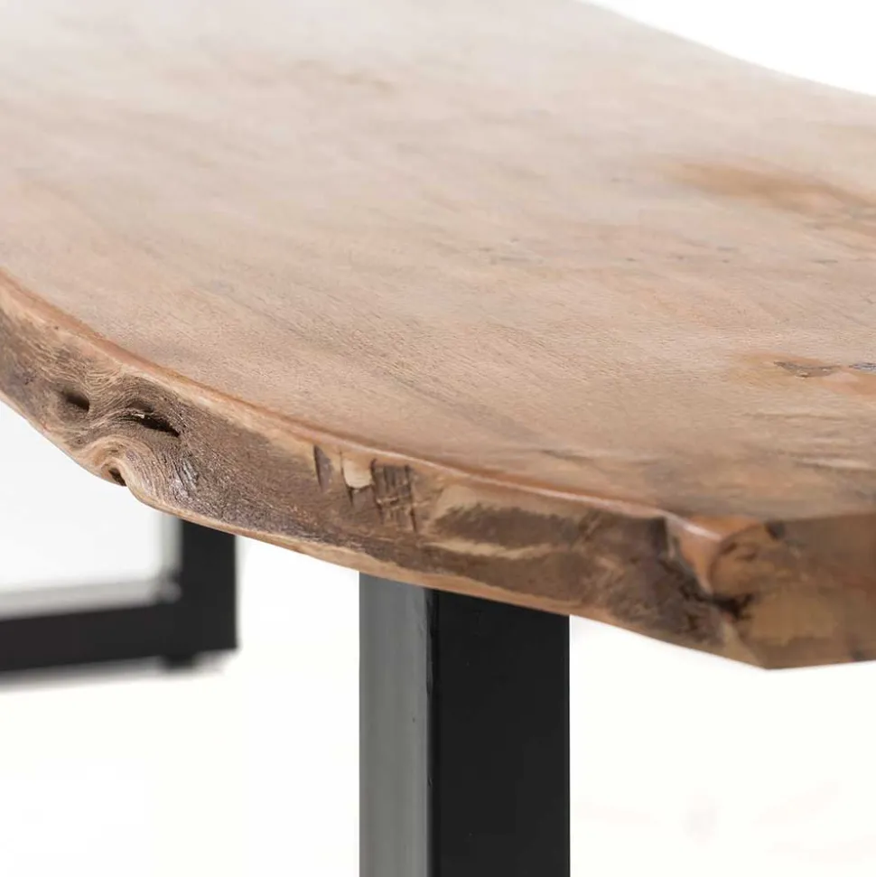 Baumkanten Esstisch Bank aus Akazie geölt - Ludias