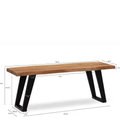 Baumkanten Flurbank aus Akazie Massivholz - Reggio