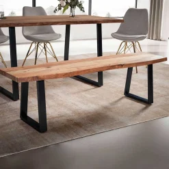 Baumkanten Küchenbank mit Trapezbeinen - Pafigona