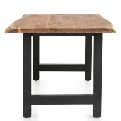 Baumkanten-Esstisch und Samtstühle - Drobeta (fünfteilig)