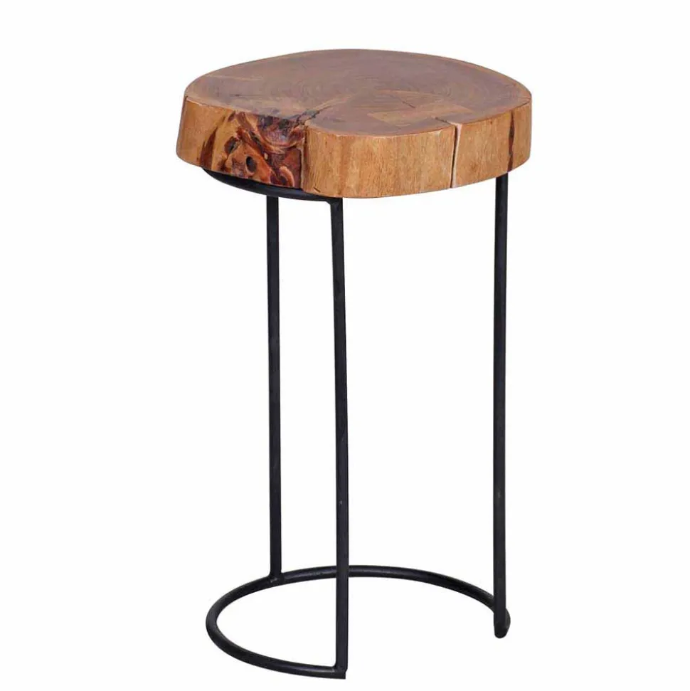 Baumscheibe Beistelltisch Buniato mit Metall-Gestell schwarz