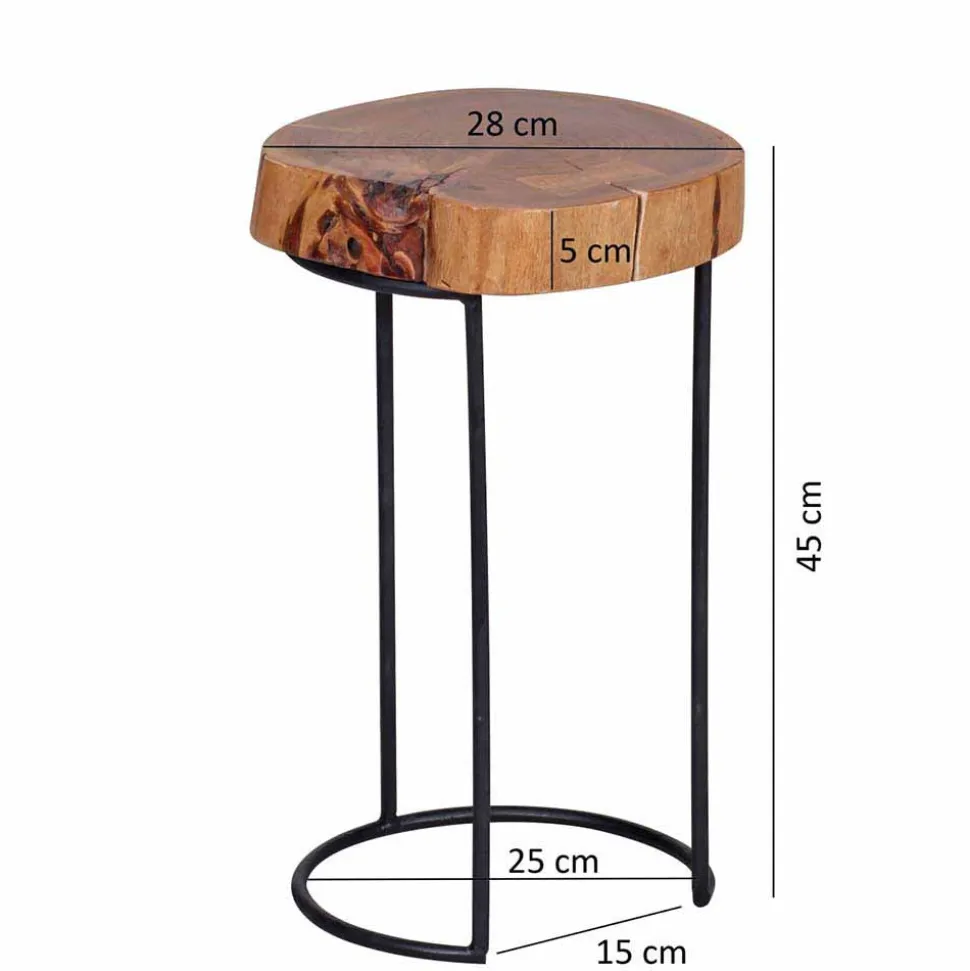 Baumscheibe Beistelltisch Buniato mit Metall-Gestell schwarz