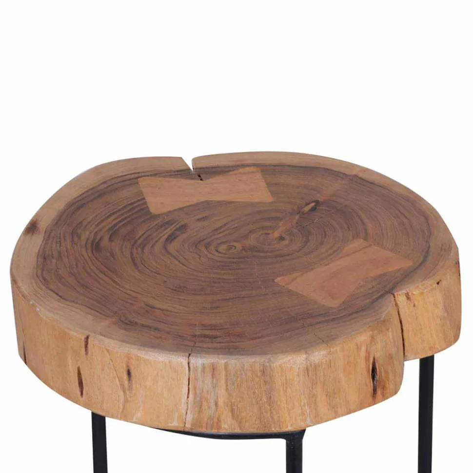 Baumscheibe Beistelltisch Buniato mit Metall-Gestell schwarz