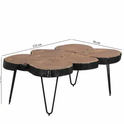 Baumscheiben Couchtisch Lariona mit Metall-Gestell