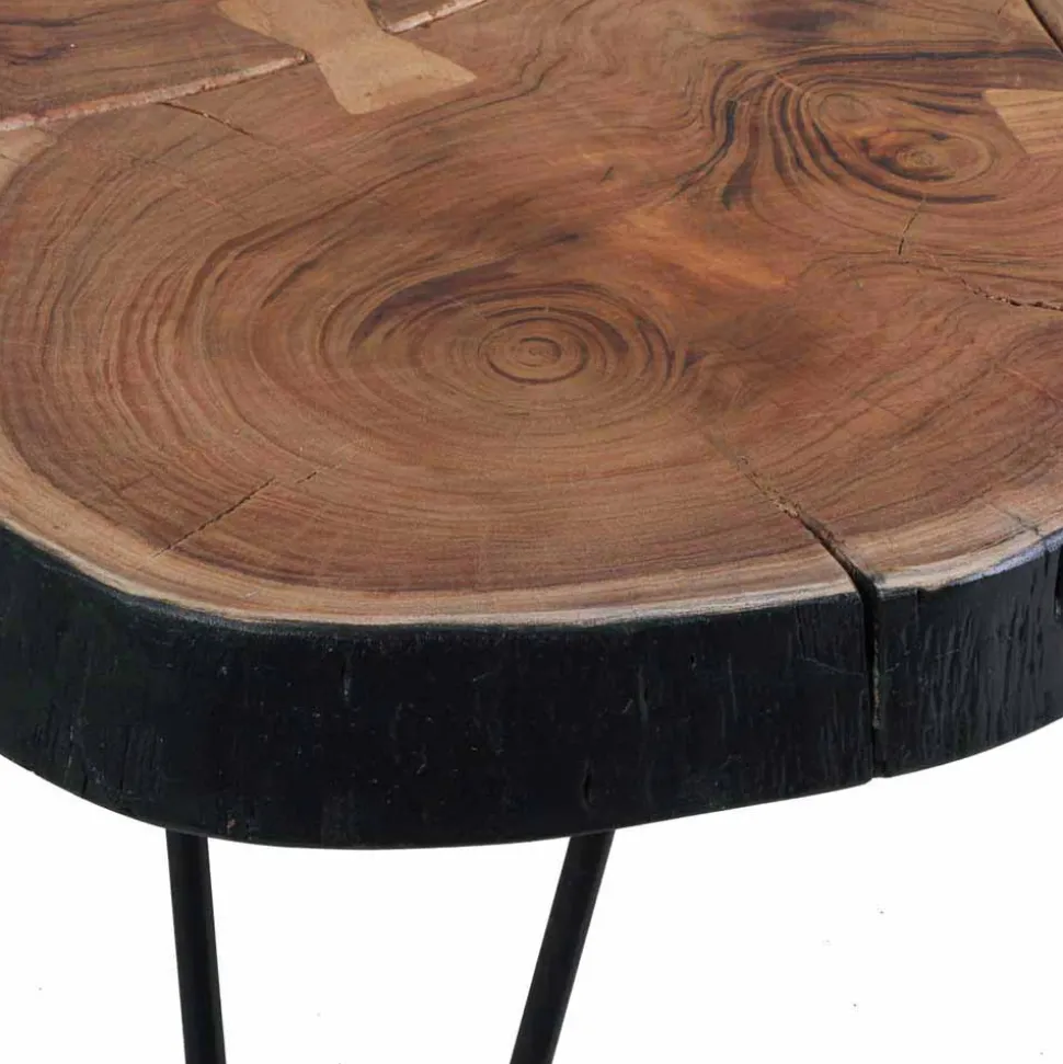 Baumscheiben Couchtisch Lariona mit Metall-Gestell