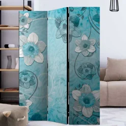 Bedruckte Trennwand mit Narzissen Motiv in Blau - Funtana