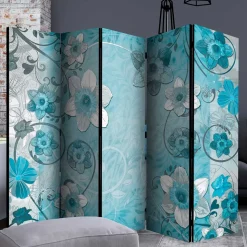 Bedruckte Trennwand mit Narzissen Motiv in Blau - Funtana